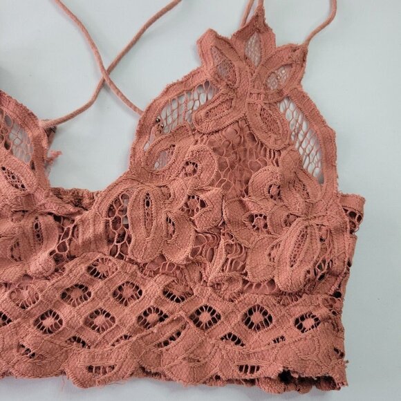 Free People Adella Lace Crochet Cross Back Smocked Bralette Strappy XS Women - Picture 3 of 14